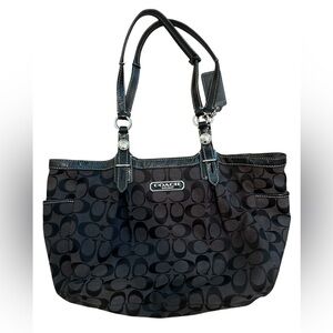 Coach Black and Gray Signature Shoulder Bag